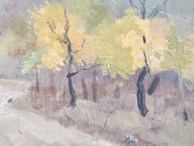 某美术机构旧藏：1975年 “圆明园初秋” 风景油画一幅 HXTX403400