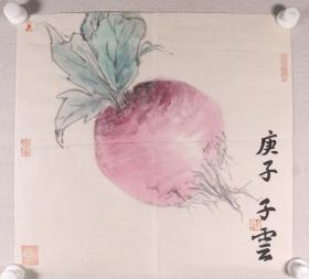 画家 子云 庚子年画《萝卜》一幅（纸本软片，画心约1.9平尺，钤印：子云、敏于事、物常聚于所好）HXTX336672