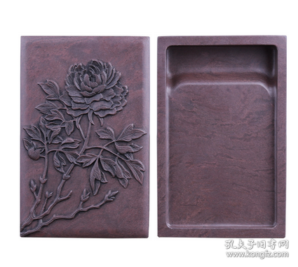 端砚6寸/长宽高约15X10X3cm/礼盒包装/配原木盖礼盒/图中其他配件为演示道具，非拍品/