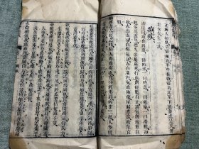 白纸本医学集成，卷一一册，大开本，前目录两页有破损，最后四五页有破损，内容页基本保存较好，可读可阅，简单修复一下会是较好的本子