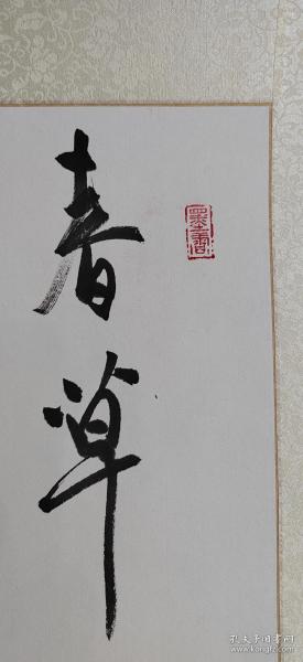 严志生书法横幅 春草青青万里馀, 严志生，1959年生，江苏南通人，无锡书法专科学校结业，现为省书协会员，市书协会员，崇川区老年大学书法老师，港闸开发区书法协会会长，润苗书法培训班辅导老师，唐闸书画院特聘书法家，江通书画苑特聘书法家、艺术委员会委员。