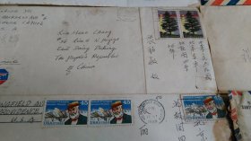早期著名电影编剧孙师毅夫人张丽敏旧藏书信7封，贴漂亮邮票12枚。
