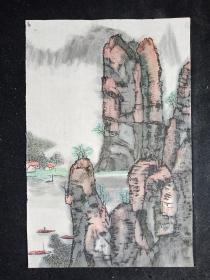 纯手绘无章款山水画 尺寸68*45厘米【商店有更多山水花鸟等国画书法】Y59-10