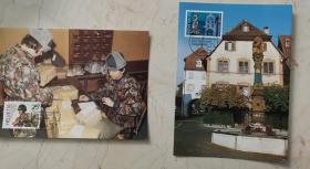 【瑞士1989年德莱蒙市700周年、军队邮递员极限片2张】FHM