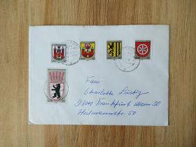 外国早期邮品保真【德国1982年城堡徽志邮票实寄封 品相如图】集2305-5