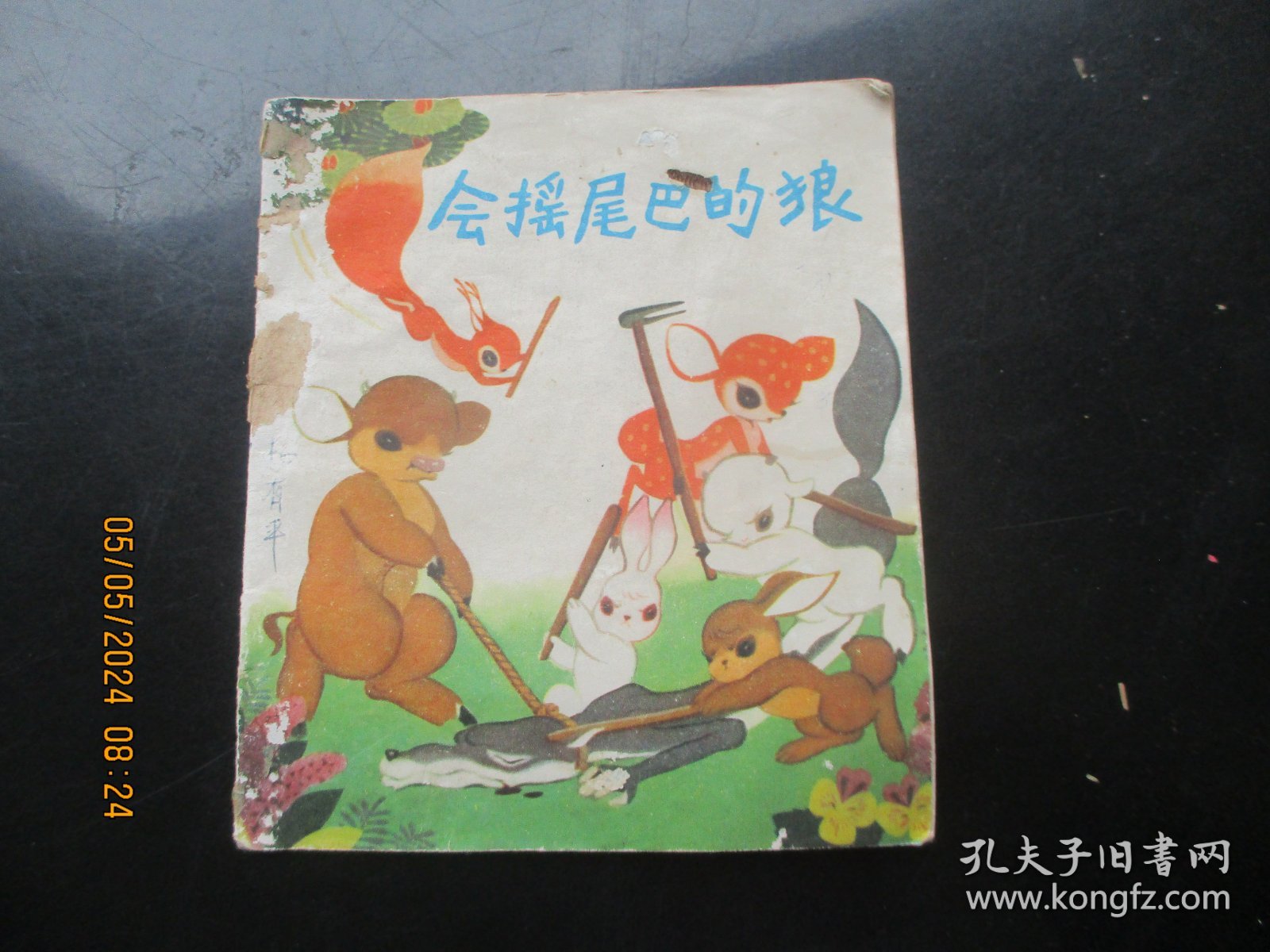 彩色大开本连环画《会摇尾巴的狼》1975年，1册全，一版二印，上海人民出版社，40开，品好如图。