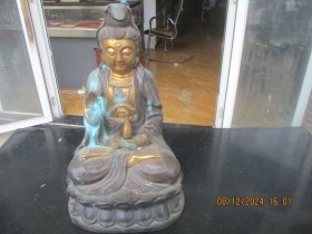 清朝，铜佛像一尊，底长25cm20cm高39cm，重11斤，品以图为准。