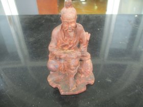 清朝，黄杨老人物木雕，底长9cm8cm高16cm，品以图为准。