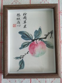 苹果，吉祥国画摆台，名家纯手绘，包快递