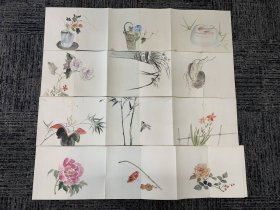1937年【手绘 册页《雅清帖 4册》】 《 约50幅画》日本册页