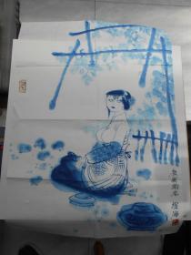 著名人物画家，国家一级美术师，江苏省国画院人物画研究室主任、教授【徐宁，人物画】保真。尺寸：70×50cm