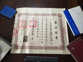 1951年上海市私立明德女子中学毕业证书1张，有照片，印章
