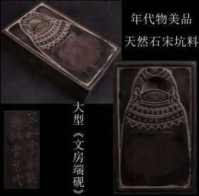 年代物美品 日本购回 天然石宋坑料《文房端砚》工艺精细 年代悠久 侧面和底部有磨损 尺寸长13CM 宽8CM 厚3.2CM 重621克 是收藏或使用佳品