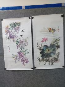 王永志老师，两张花鸟托片放漏