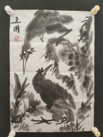 122c30 著名画家、花鸟师承李苦禅大师、中国美术家协会北京分会会员—钱卫国  花鸟国画作品一幅 ，纸本软片，尺寸约49*33厘米！