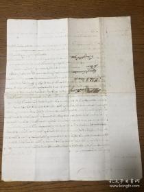 1781年羊皮卷契约原稿一张，防伪纸单页租赁协议，超大精美水印，40*32厘米。
