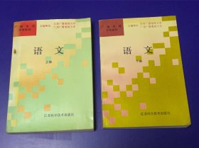 语文课本：90年代初 广播电视大学语文 上下册 两本合拍 品好 无任何字迹