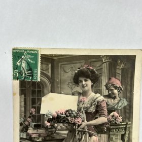 清末 民国 信札 信函 手写 书信 实寄信函，明信片式彩色照片【1889～1945年】【 有邮票 加盖印章 珍贵 稀少】 反面是手写内容及手稿、签名等，质量非常好。彩色照片实寄编号A1547