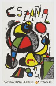 西班牙艺术家胡安·米罗Joan Miró 的原版石版画。大尺寸！1982 年西班牙足球世界杯