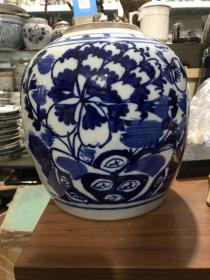 清末时期的青花花卉罐、包老保真完整