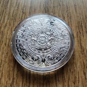 墨西哥玛雅文化“阿兹特克”日历日晷镀银纪念币