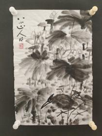 122c09 著名画家、花鸟师承李苦禅大师、中国美术家协会北京分会会员—钱卫国  花鸟国画作品一幅 ，纸本软片，尺寸约49*33厘米！