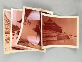 【影像书屋】50年代，北京早期彩色老照片，故宫、九龙壁等，老照片一组4张，少见， 24*17厘米，Tr06