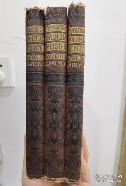1874年歌德著作,威廉的学徒生涯和漫游时代。法国大革命作者托马斯翻译, 布面精装，一套三册全。
