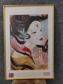 参展水粉画，带框发货，金属外框