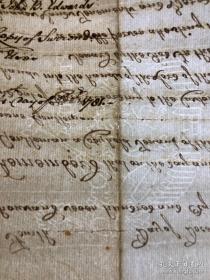 1781年羊皮卷契约原稿一张，防伪纸单页租赁协议，超大精美水印，40*32厘米。