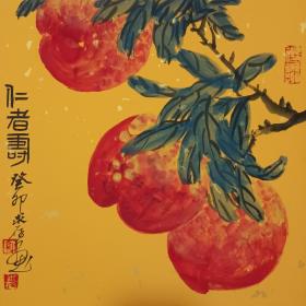 当代画家刘求存先生花鸟画镜心《仁者寿》，自己收藏、送长辈或祝寿最佳礼物！