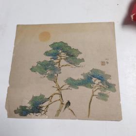 老卡纸画一张，百年左右印刷工艺品，18*20