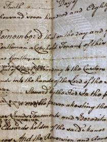 1781年羊皮卷契约原稿一张，防伪纸单页租赁协议，超大精美水印，40*32厘米。