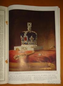 1953年伦敦新闻画报，英女王伊丽莎白二世登基 历史照片，皇冠权杖，庆典盛况 精美插图。