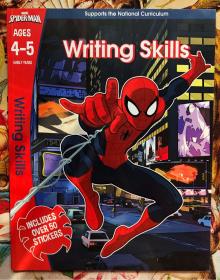 Writing Skills（英国印刷，MARVEL主题4-5岁写作技巧练习书，描写字母和单词，含50个贴纸）