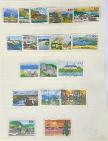 外国邮票：德国信销票一组18枚 都是风景