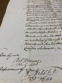 1781年羊皮卷契约原稿一张，防伪纸单页租赁协议，超大精美水印，40*32厘米。