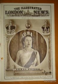 1953年伦敦新闻画报，英女王伊丽莎白二世登基 历史照片，皇冠权杖，庆典盛况 精美插图。