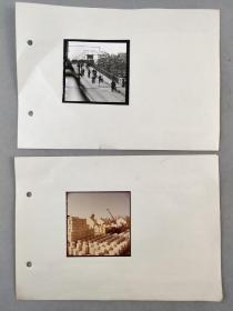 【影像书屋】70年代，著名摄影家、解放军画报社记者，刘双岭摄:工厂装货、桥上上班的人流，彩色、黑白底片2张，样片老照片2张，FN375