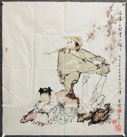 保真出售 沈道鸿孔凡涛师徒2002年合作六尺斗方