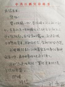 文学理论学者、宜春市社科联主席、宜春市技术学院院长刘密信札一通一页。存放位置8-3-10