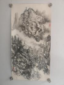 周佩贤  西安中国画研究院副院长，武陵市美协副主席 十渡国画一幅 卡纸 尺寸33/65厘米