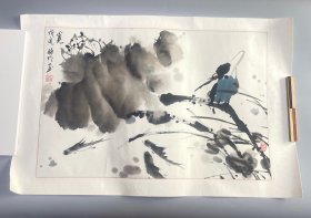 著名画家、中国书法艺术研究院艺委会主任 石晓玲  国画作品《觅》一幅（纸本镜心， 画芯约2.7平尺 ，钤印：石晓玲、乐在其中）HXTX408502