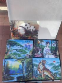 八九十年代后期反光画五张如图