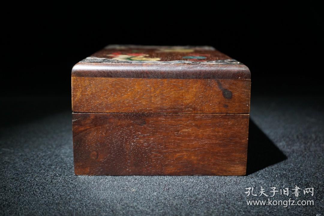 花梨木镶嵌贝壳事事如意首饰盒，尺寸18/11.7/8厘米