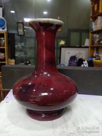 石湾公仔荸荠瓶，高28cm，火石红，早期特征明显。