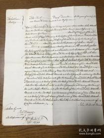 1781年羊皮卷契约原稿一张，防伪纸单页租赁协议，超大精美水印，40*32厘米。