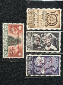 波兰自由军团1946年士兵地图勋章乐谱加盖 4 枚全新  原胶无贴 MNH