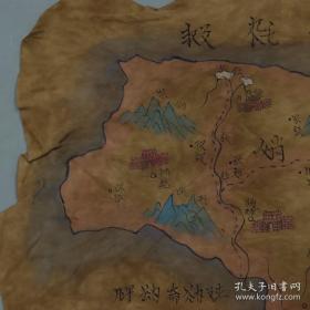 契丹手工精绘羊皮老画，长96cm宽69cm。