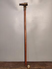 旧藏木拐杖回流铜望远镜两用柺杖望远镜
直径长92厘米，重690克